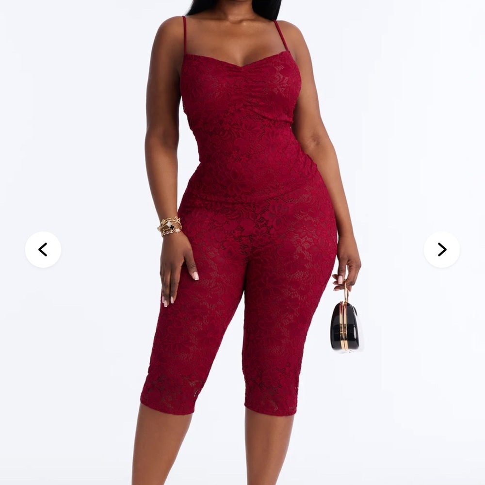 Burgundy Lace Capri Set (Small) NWT